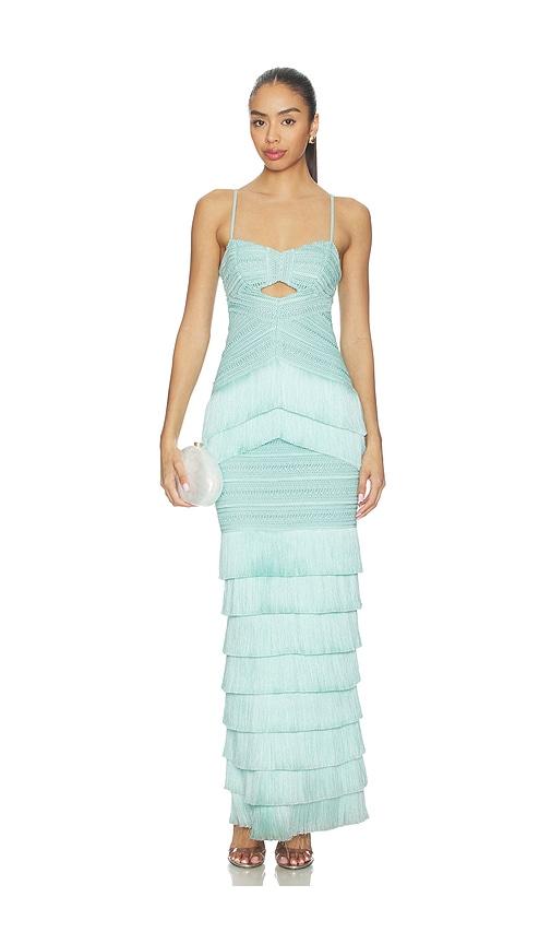 patbo clara fringe maxi dress in blue. - size 10 (also in 4, 12)