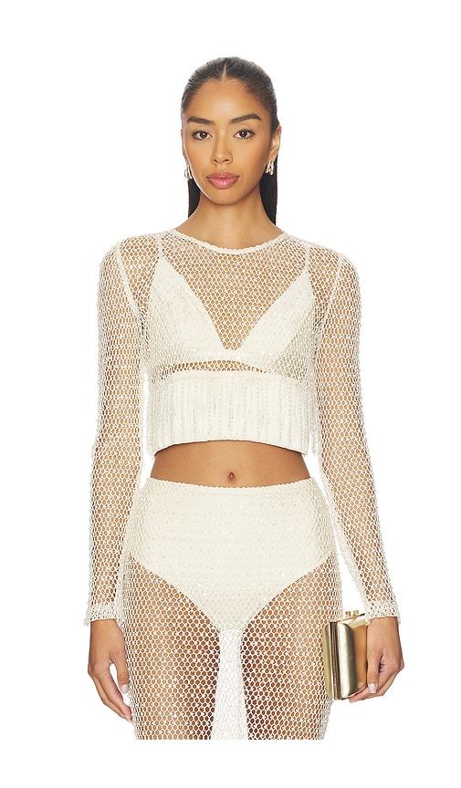 patbo crochet bloom top in beige. - size 0 (also in 2, 10)