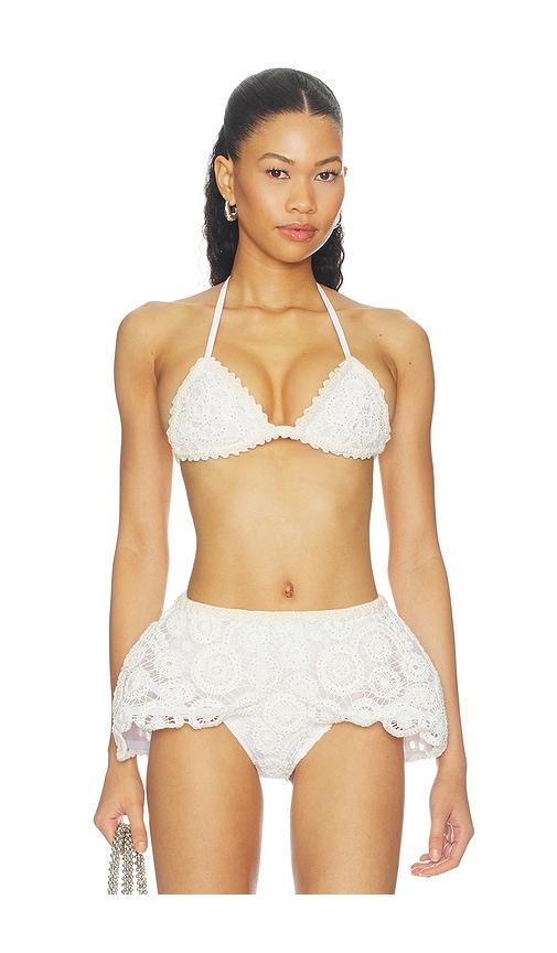 patbo gal embroidery bra top in white. - size 0 (also in 2, 4)