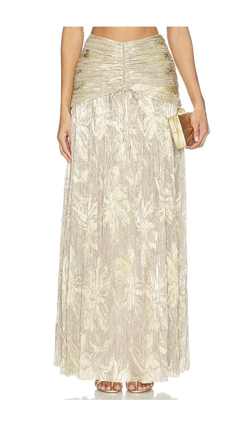 patbo golden dust lurex maxi skirt in metallic gold. - size 0 (also in 4, 6)