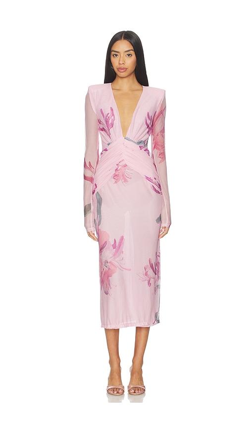 patbo honey flower tulle midi dress in pink. - size 0 (also in 2, 4)