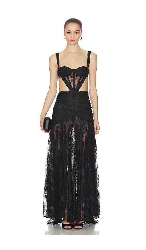patbo laila lace cut out gown in black. - size 0 (also in 2)