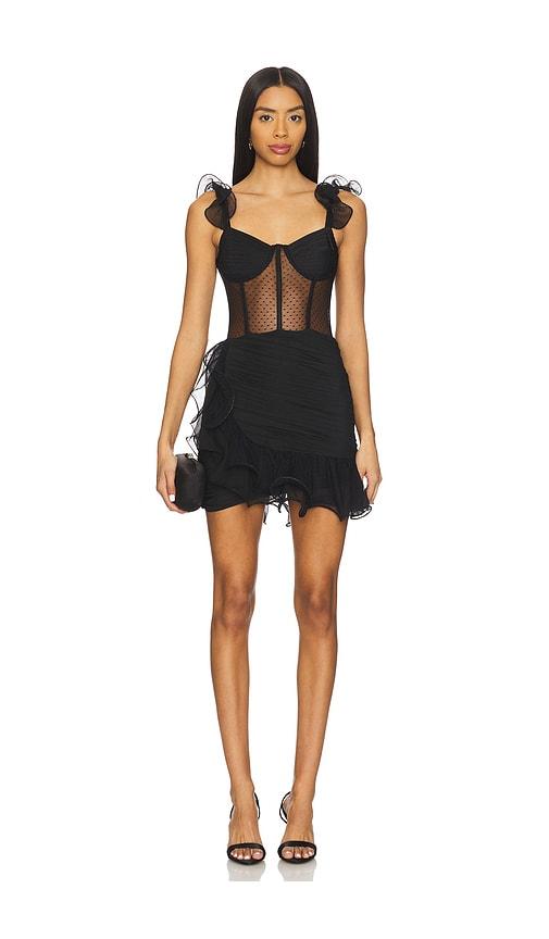 patbo laila lace flutter mini dress in black. - size 2 (also in 4)
