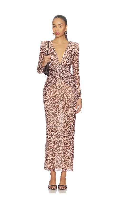 patbo panthera tulle maxi dress in tan. - size m (also in s)
