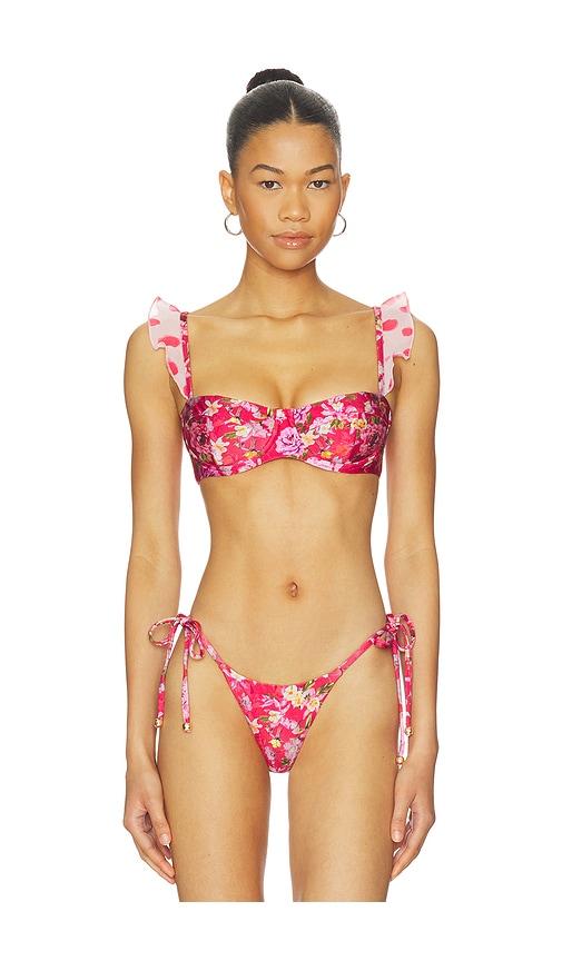 patbo peony print bikini top in red. - size l (also in xs, m, xl)