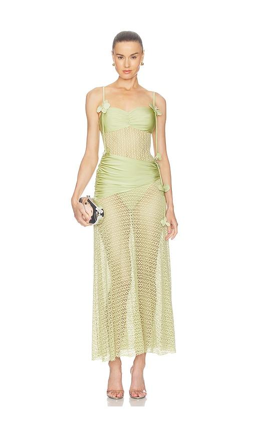 patbo petal long dress in green. - size m (also in s)