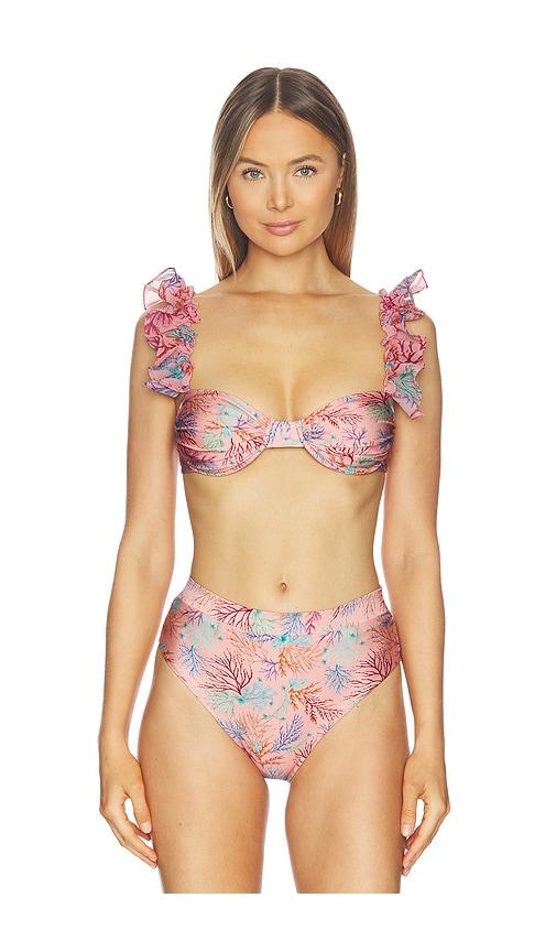 patbo seaweed flutter bikini top in pink. - size m (also in xl)
