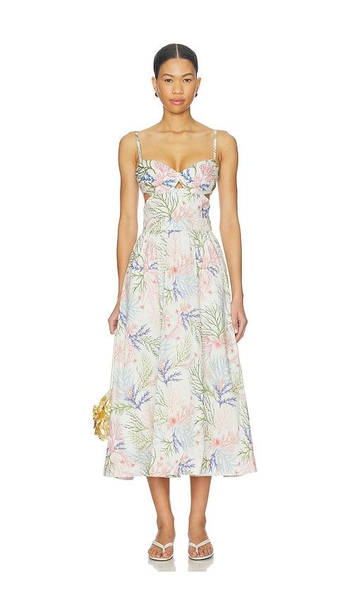 patbo seaweed flutter midi dress in white. - size 2 (also in 4)