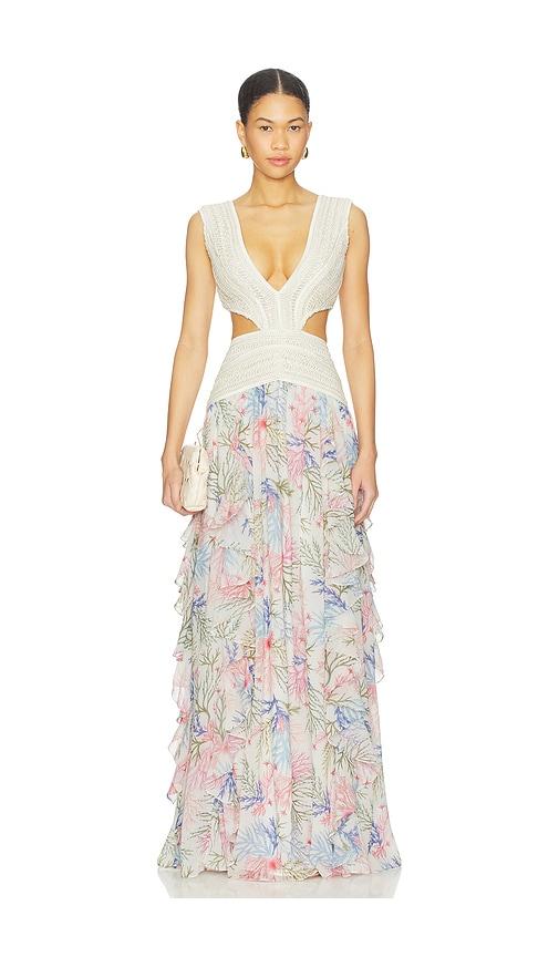 patbo seaweed trim maxi dress in white. - size 0 (also in 6)