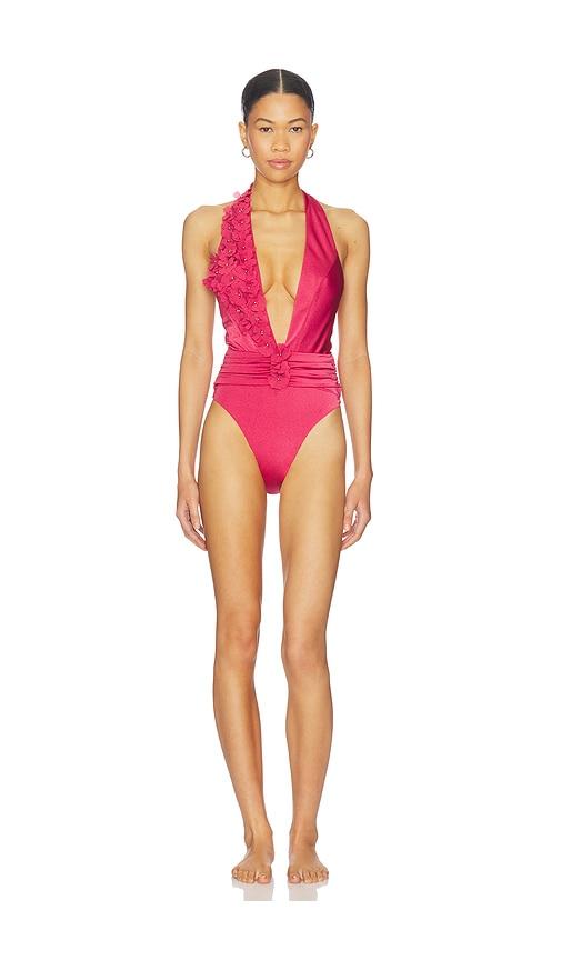 patbo sunstone plunge bodysuit in blush. - size l (also in m)
