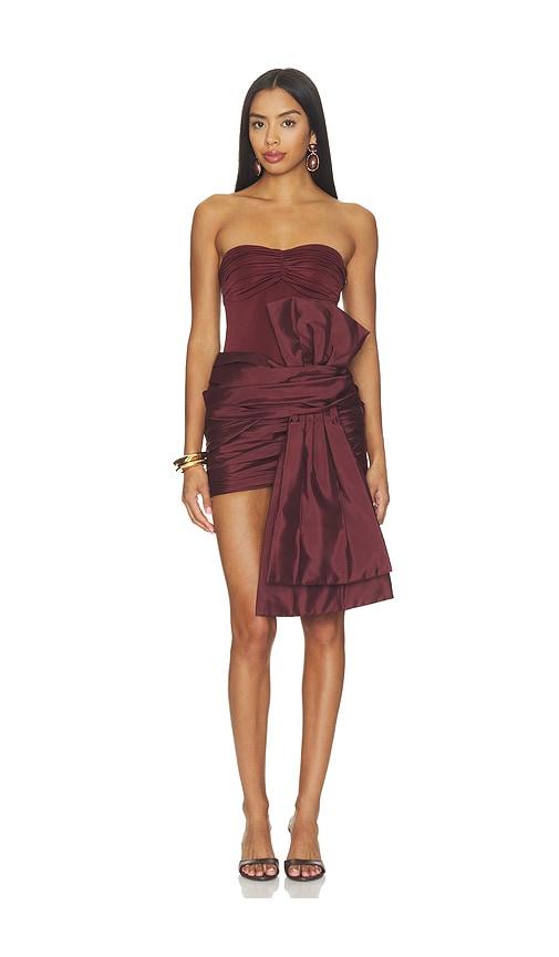 patbo taffeta tarsila bow mini dress in brown. - size 0 (also in 2, 4, 6, 8, 10, 12)