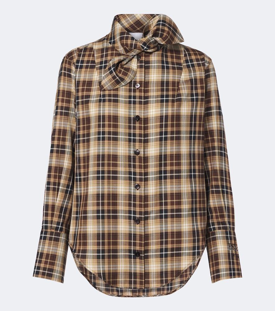 patou bow-detail checked cotton shirt