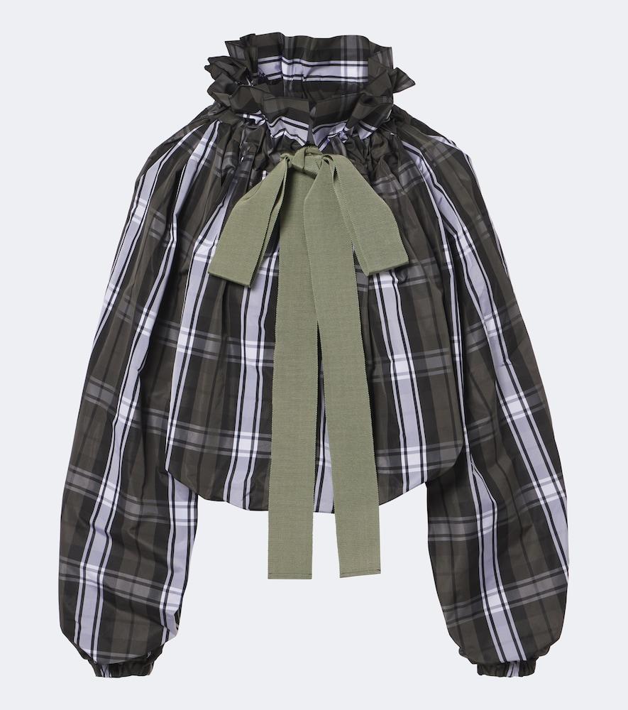 patou bow-detail checked top