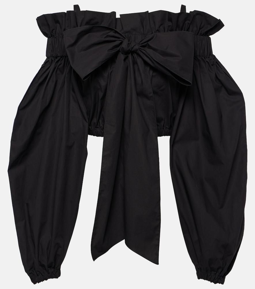 patou bow-detail ruffled cotton crop top