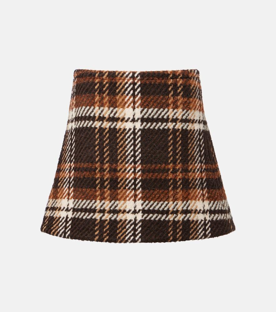 patou checked wool-blend miniskirt