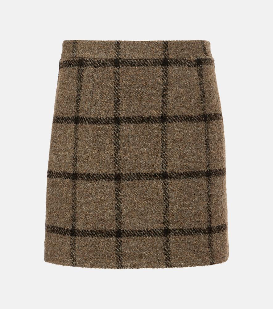 patou checked wool-blend tweed miniskirt