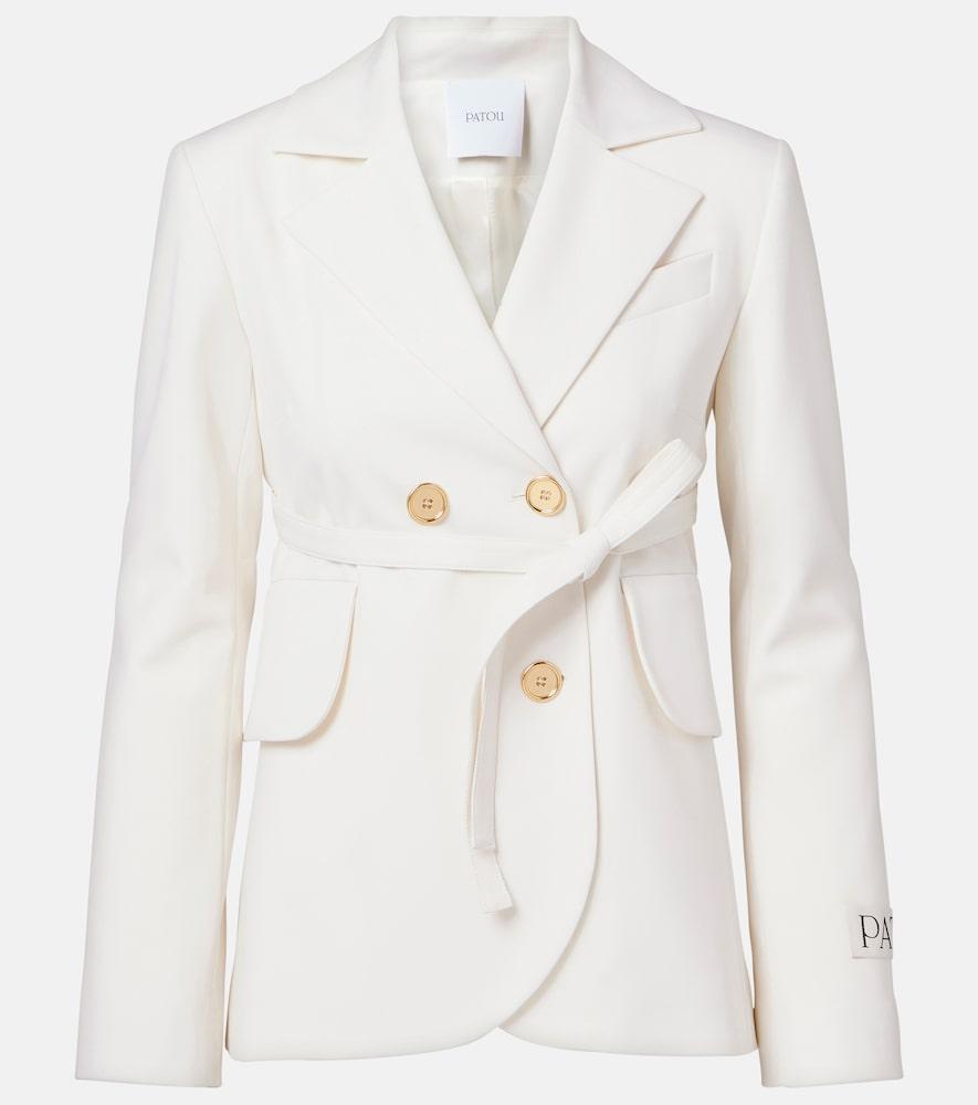 patou double-breasted belted wool-blend blazer