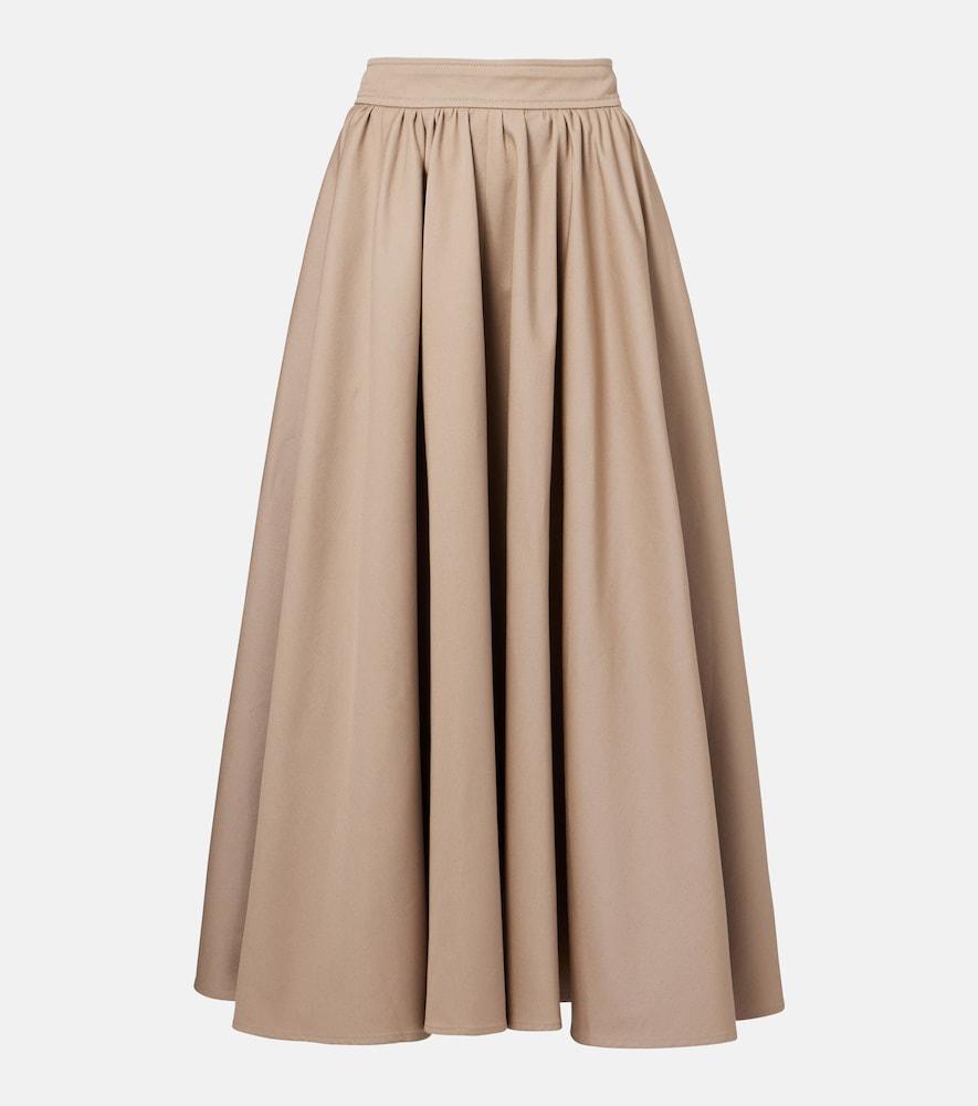 patou gathered cotton gabardine midi skirt