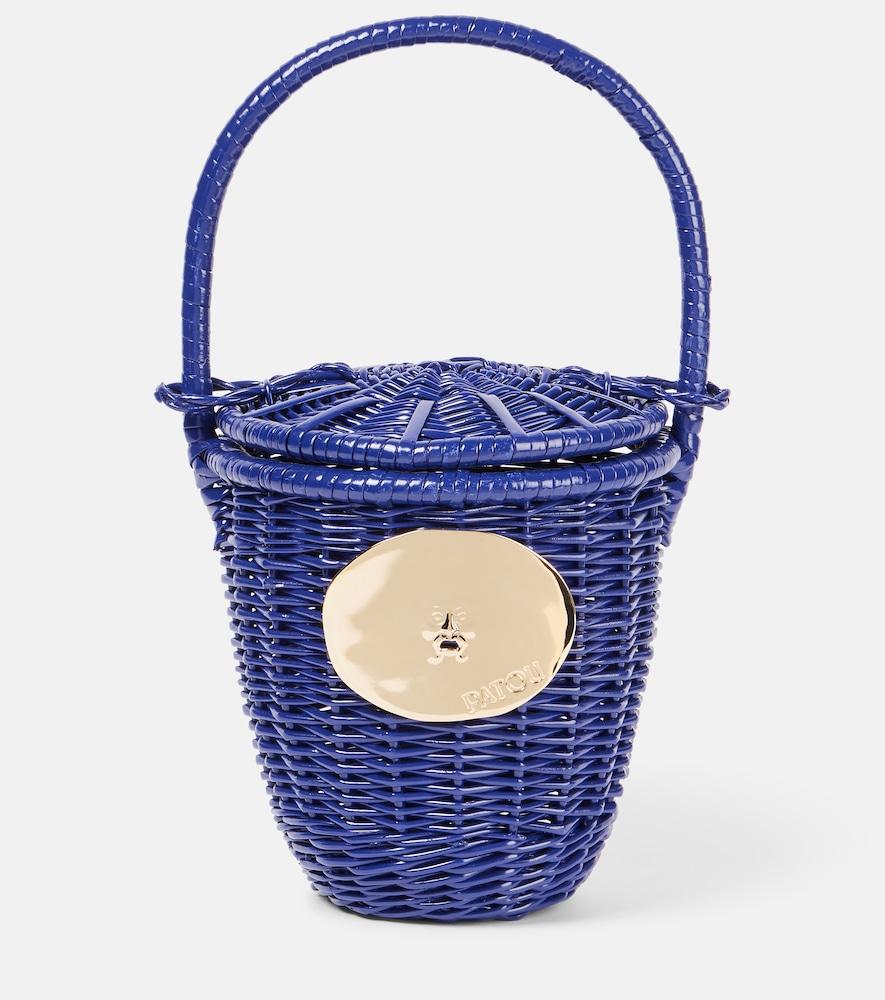 patou iconic embellished wicker bucket bag