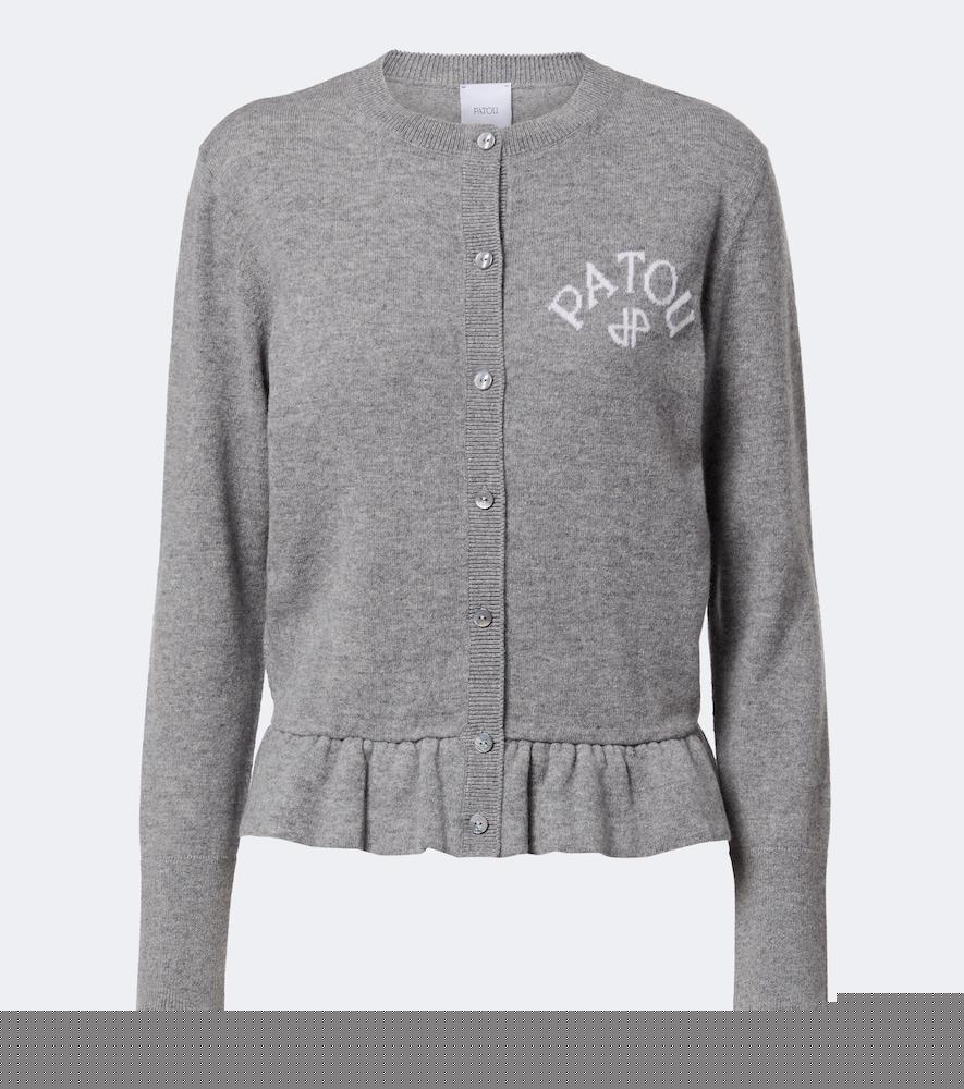 patou jacquard logo wool and cashmere cardigan