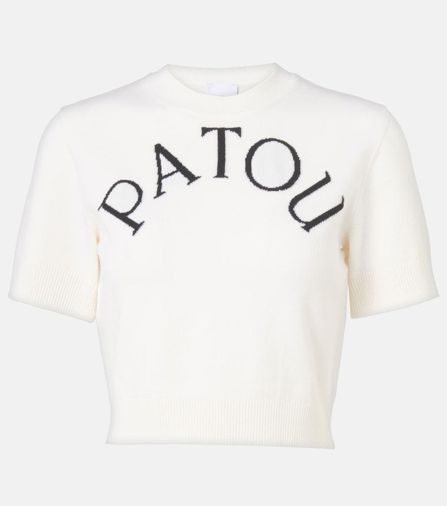 patou logo jacquard wool-blend crop top