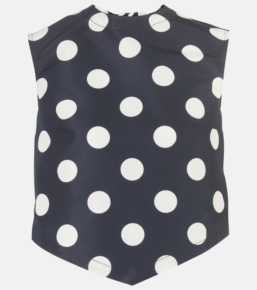 patou polka-dot open-back faille crop top