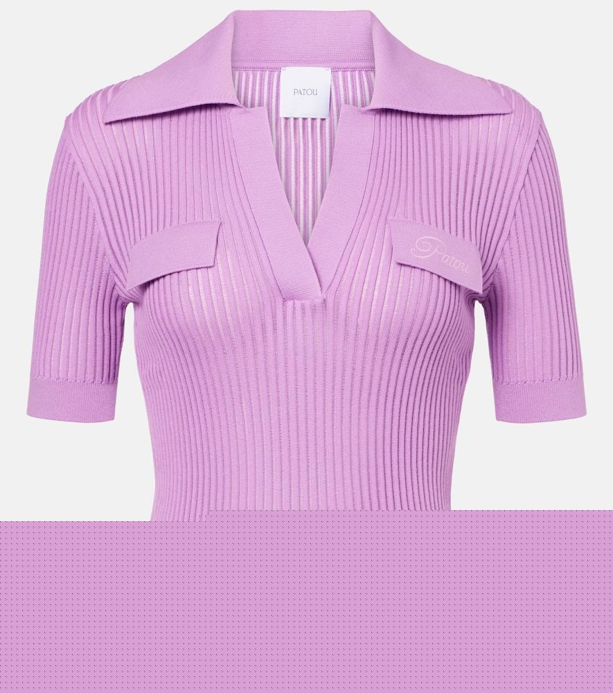 patou ribbed-knit cotton polo shirt