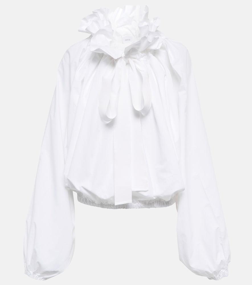 patou ruffled tie-neck cotton blouse