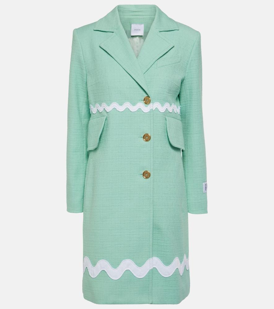 patou single-breasted cotton-blend tweed coat