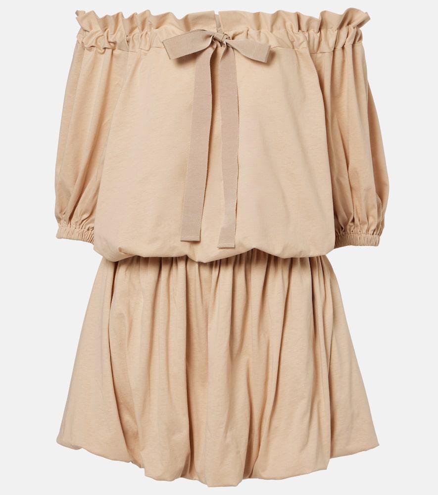 patou tie-neck cotton faille minidress