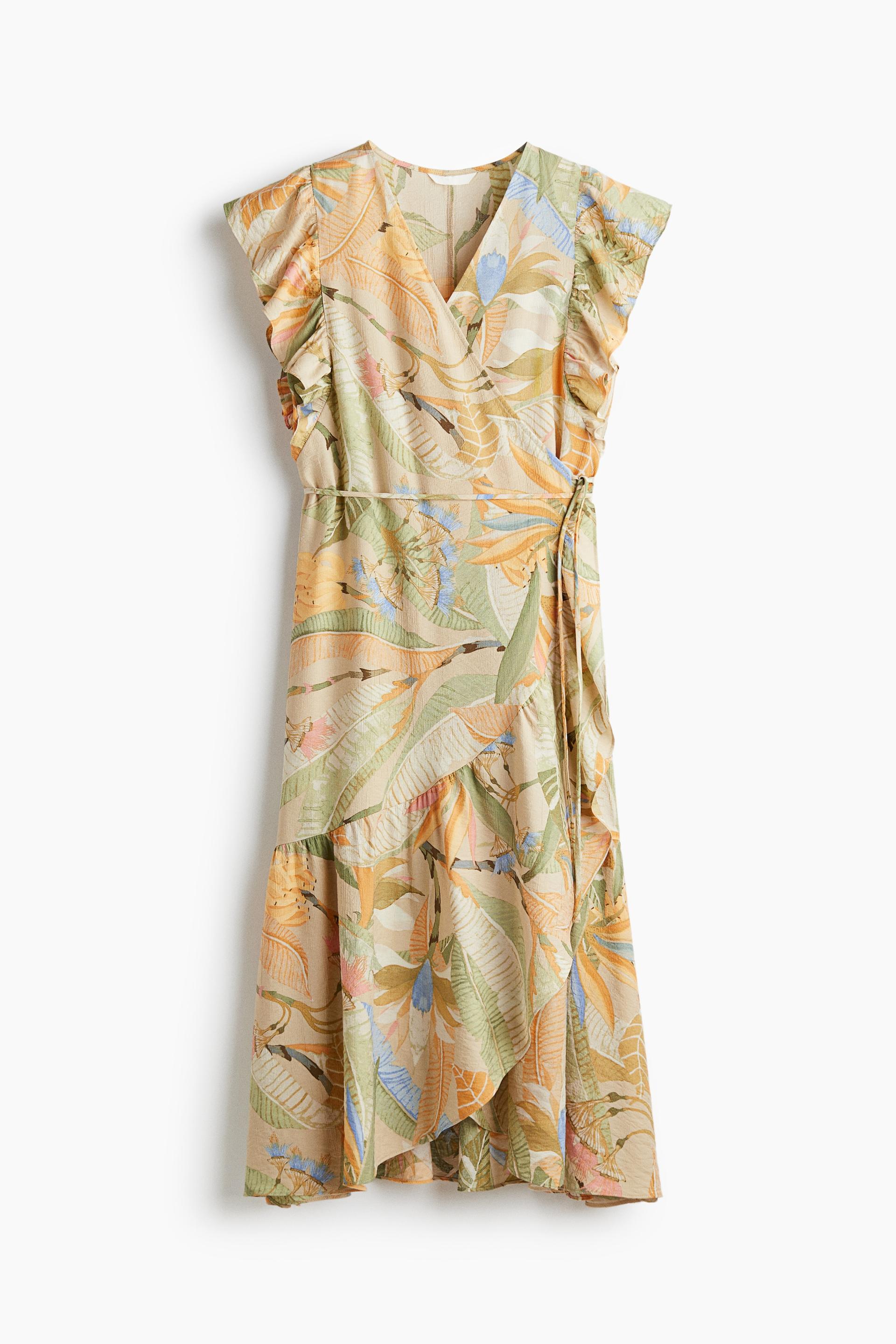 patterned wrap-front dress