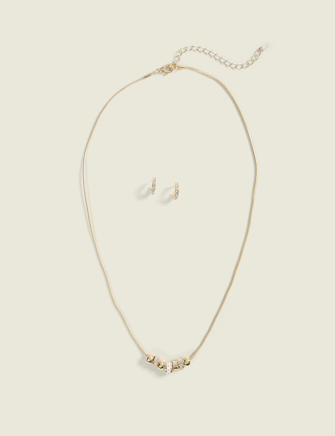 pave charm necklace & earring set