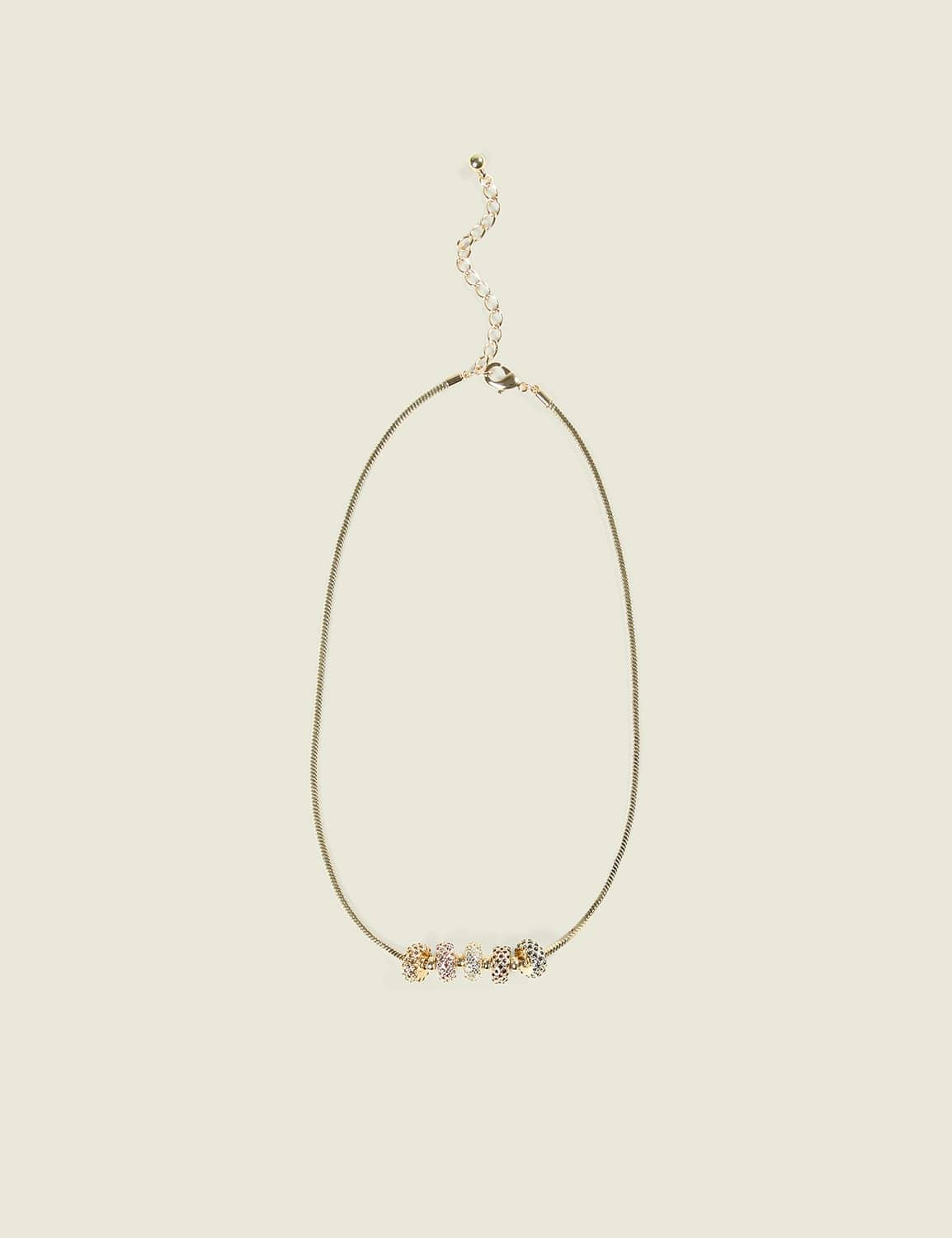 pave circle charm necklace