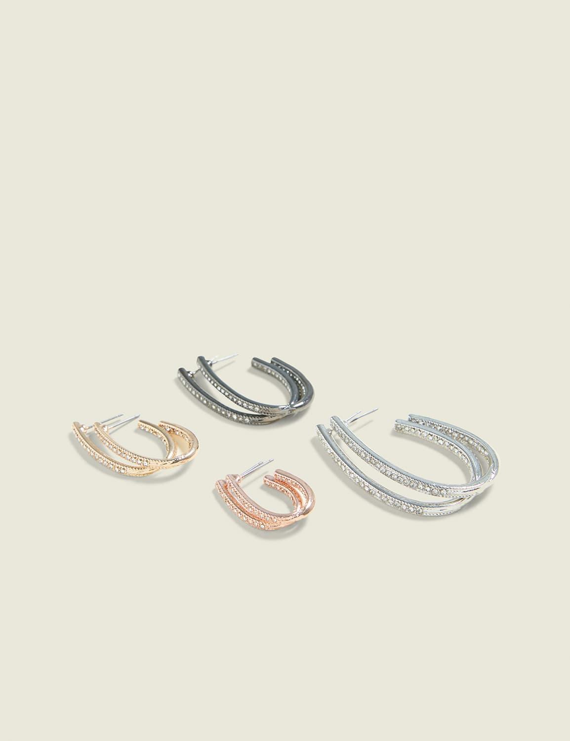 pave teardrop hoop earring 4-pack
