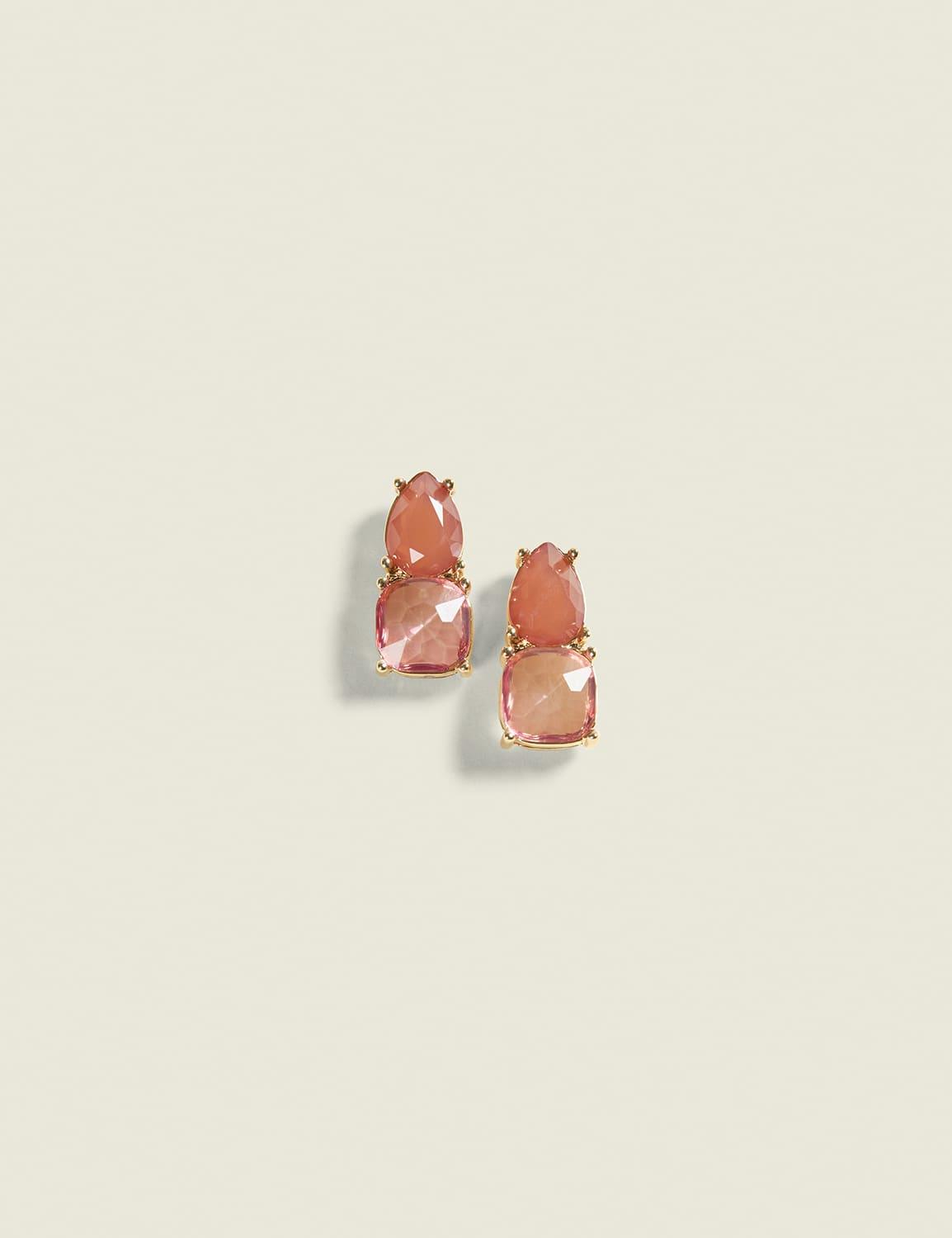 peach imitation stone drop earrings