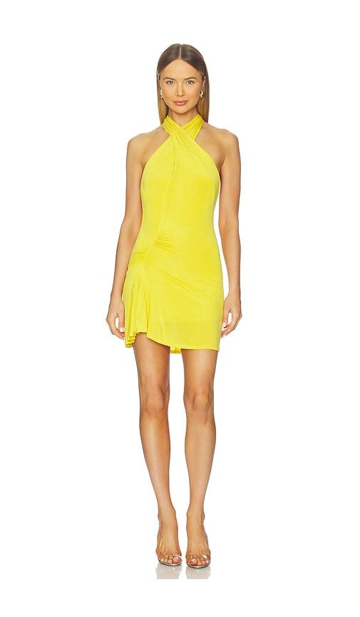 peachy den kylie halter knot dress in yellow. - size m (also in s, xl)