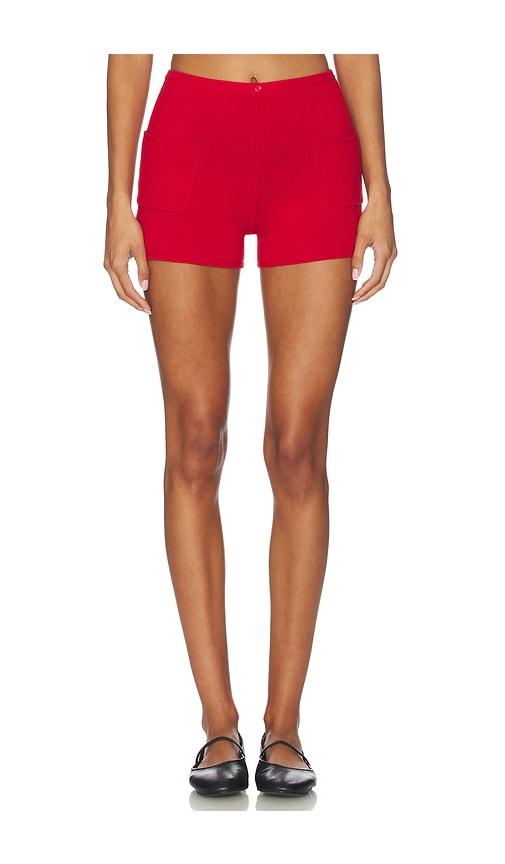 peachy den marie knit short in red. - size l (also in s, m)