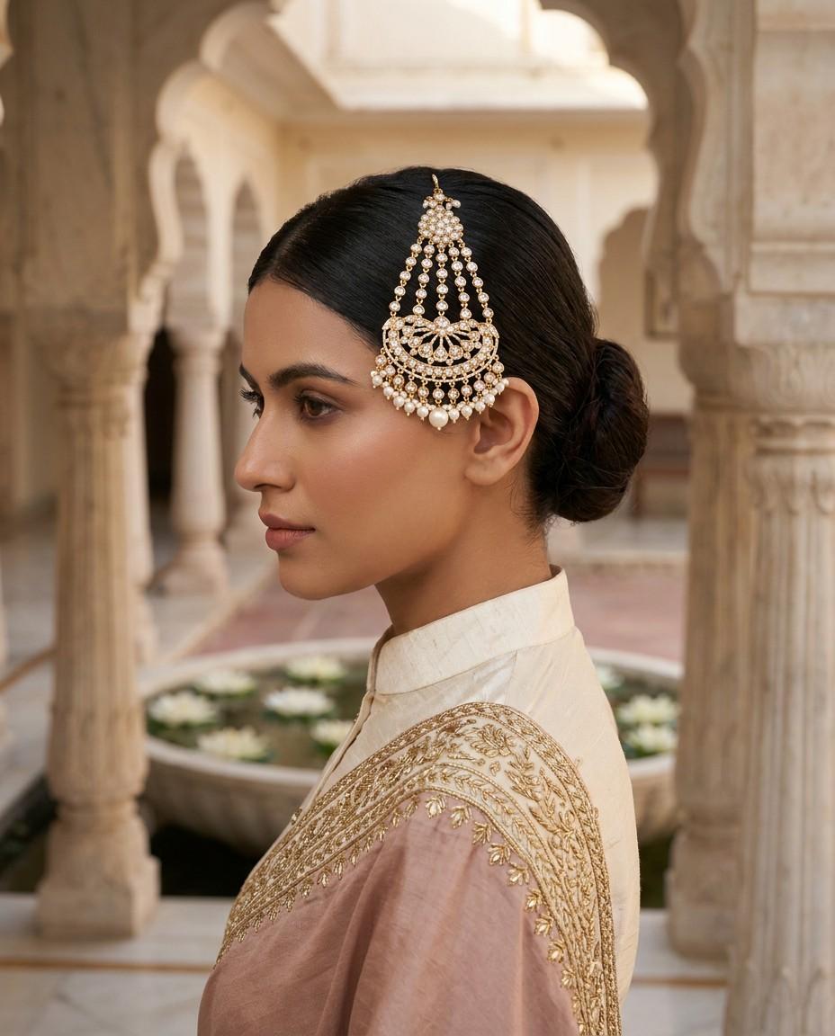 pearl and kundan jhoomar