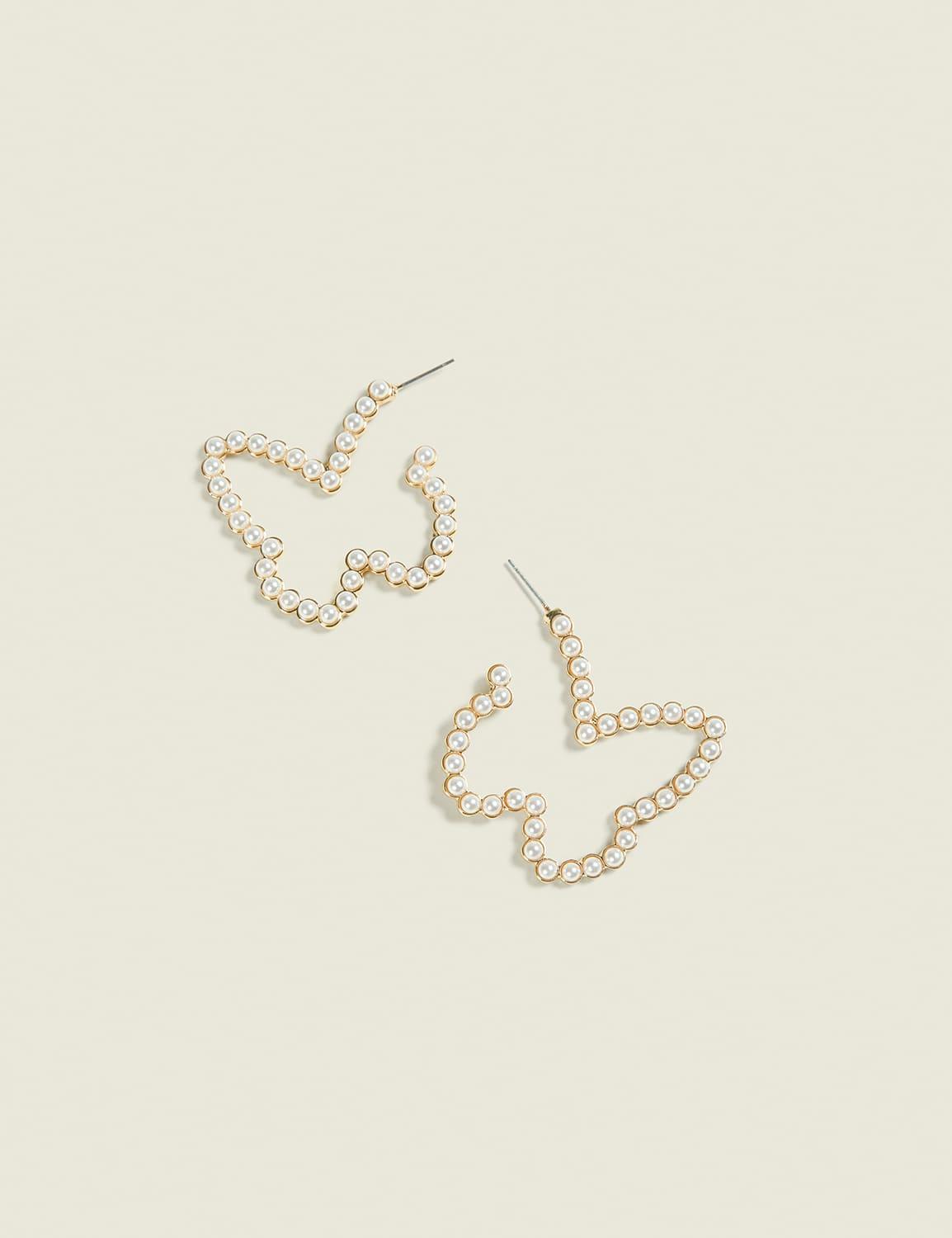 pearl detail butterfly-shaped earrings