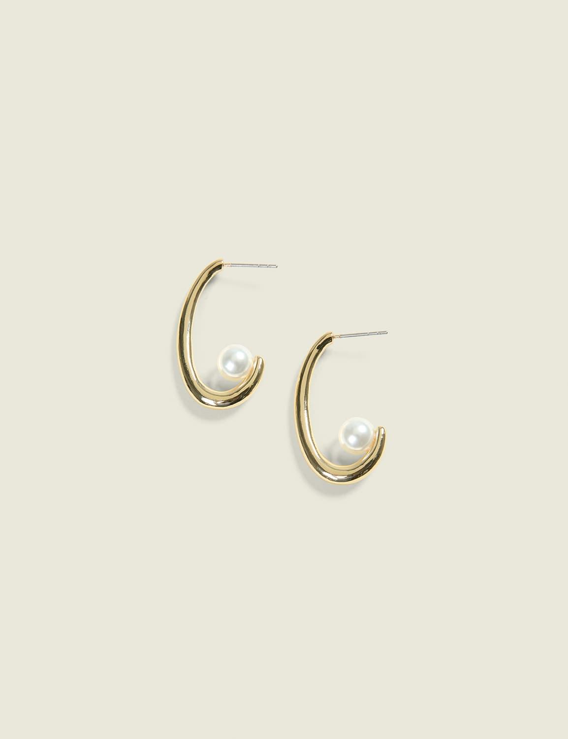 pearlized open oval hoop earrings
