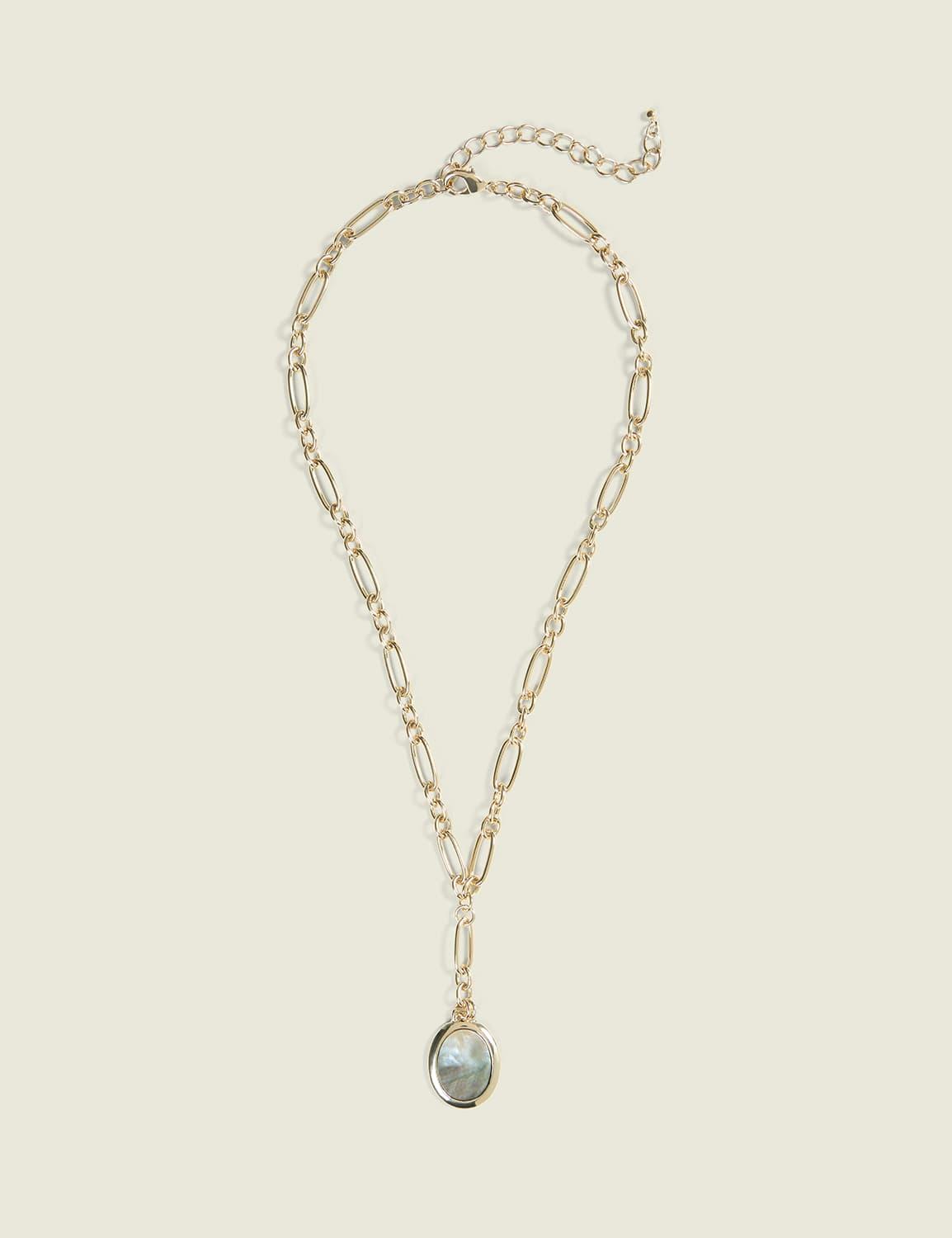 pearlized oval pendant necklace