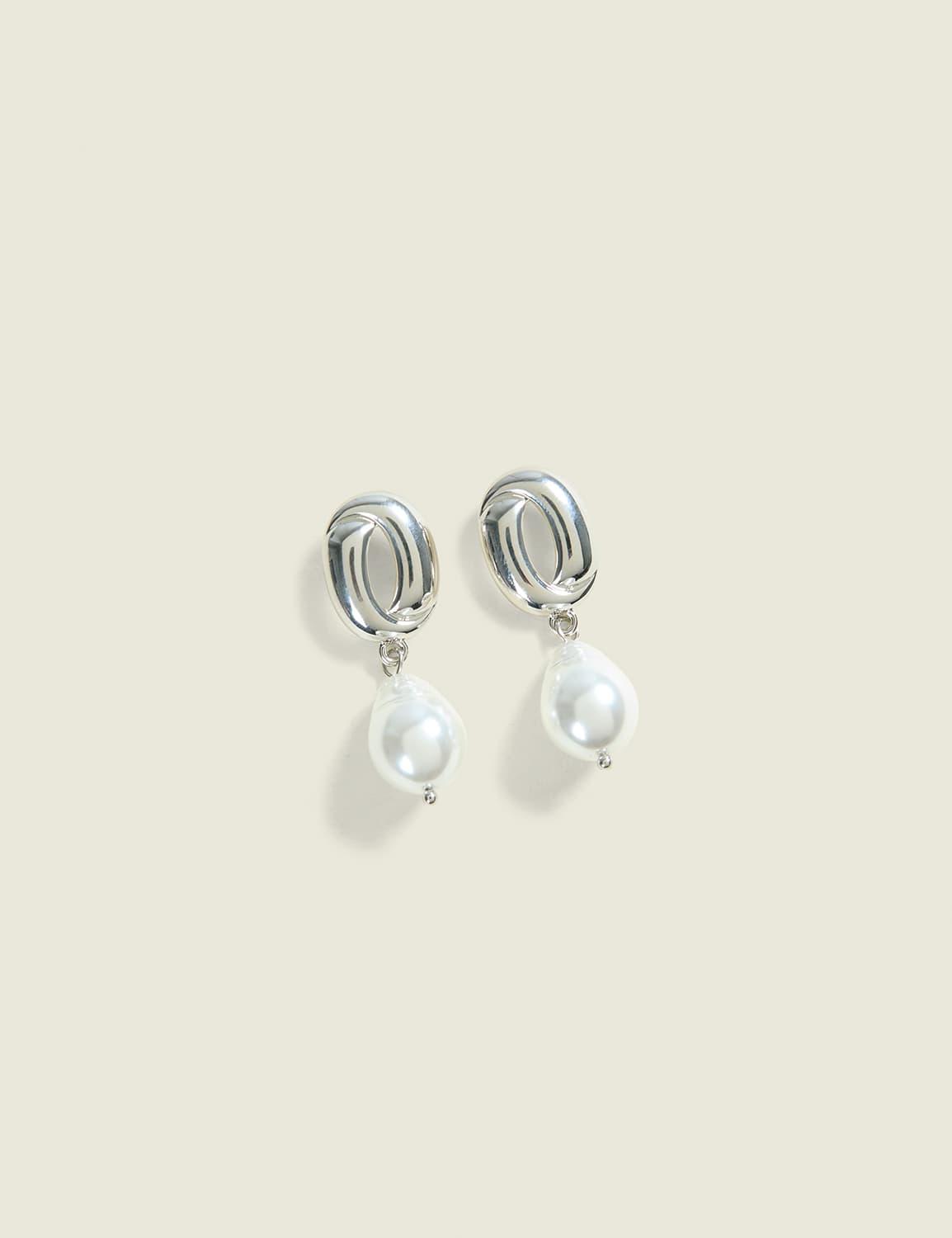 pearlized twisted oval drop earrings