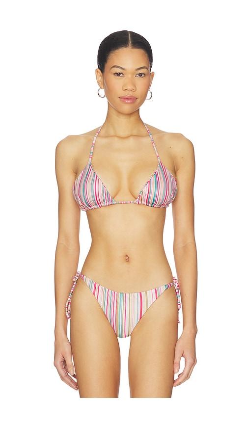 peixoto fifi bikini top in fuchsia,tan. - size l (also in s, m)
