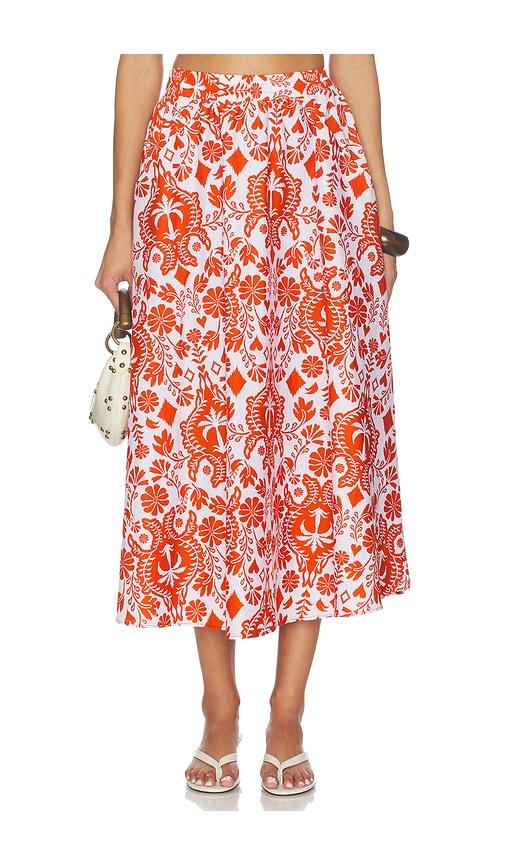 peixoto paula midi skirt in red,white. - size l (also in xs, m, xl)