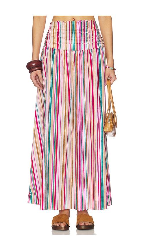 peixoto rowan midi skirt in pink,tan. - size m (also in s, xs, xl)