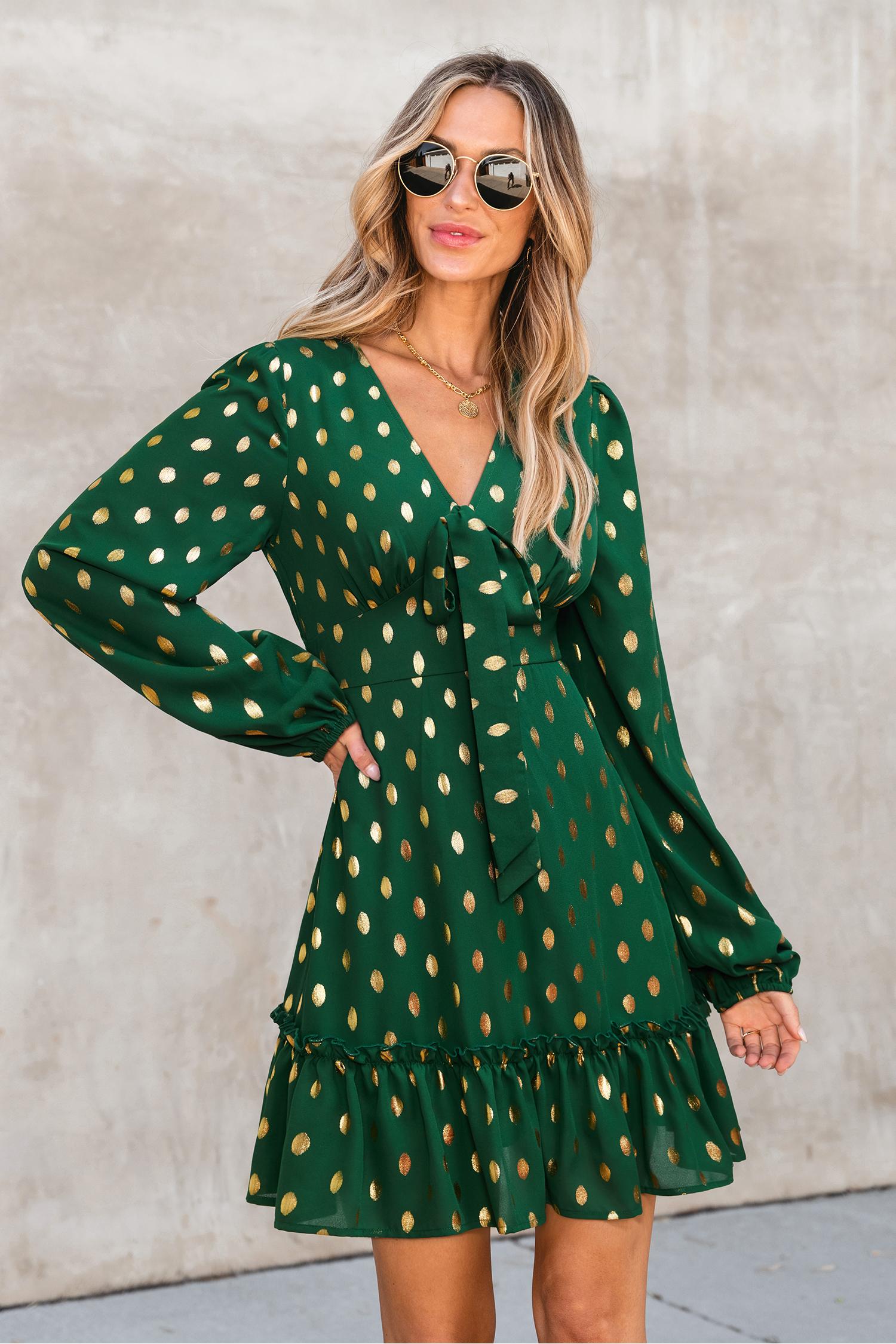 pep talk polka dot mini dress - l