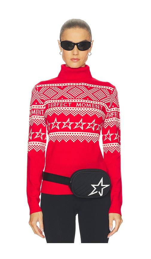 perfect moment holiday roll neck sweater in red. - size m (also in xs)