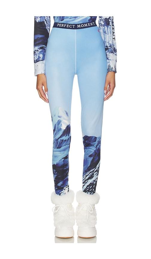 perfect moment printed base layer leggings in blue. - size l (also in xs, s, m, xl)