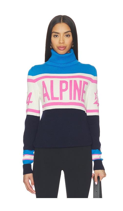 perfect moment womens alpine sweater in navy,pink. - size l (also in xs, s, m)
