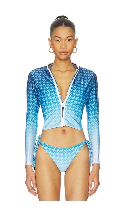 perfect moment zip through rash vest in blue. - size l (also in m, s, xl, xs)